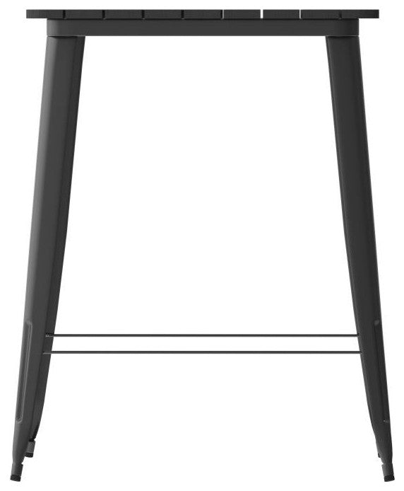 Declan Commercial Indoor/Outdoor Bar Top Square Table, 31.5", Black