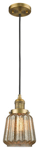 Chatham LED Mini Pendant, Brushed Brass, Glass: Mercury Plated