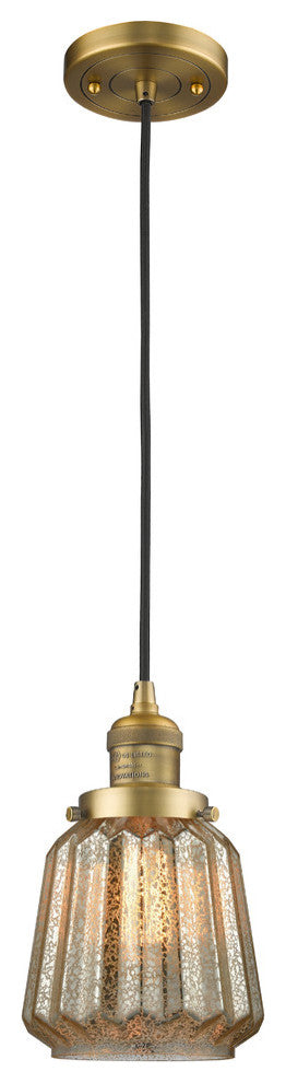Chatham LED Mini Pendant, Brushed Brass, Glass: Mercury Plated