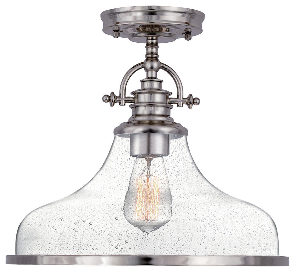 Quoizel GRTS1714BN One Light Semiflush Mount, Brushed Nickel Finish