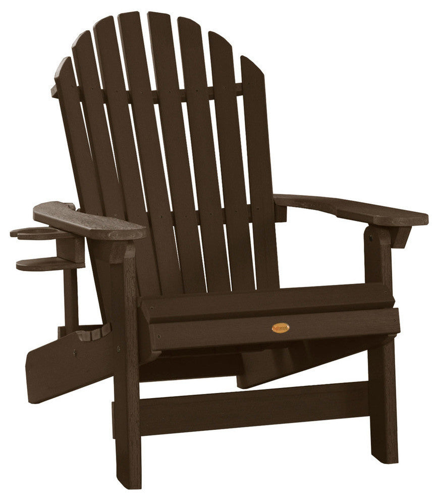 King Hamilton Folding Adirondack Chair With Cup Holder, Weathered Acorn