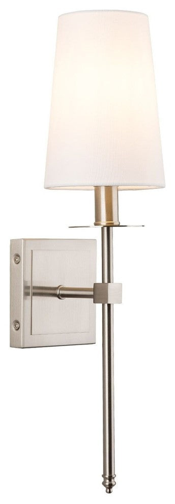 Torcia Wall Sconce with Fabric Shade, Brushed Nickel