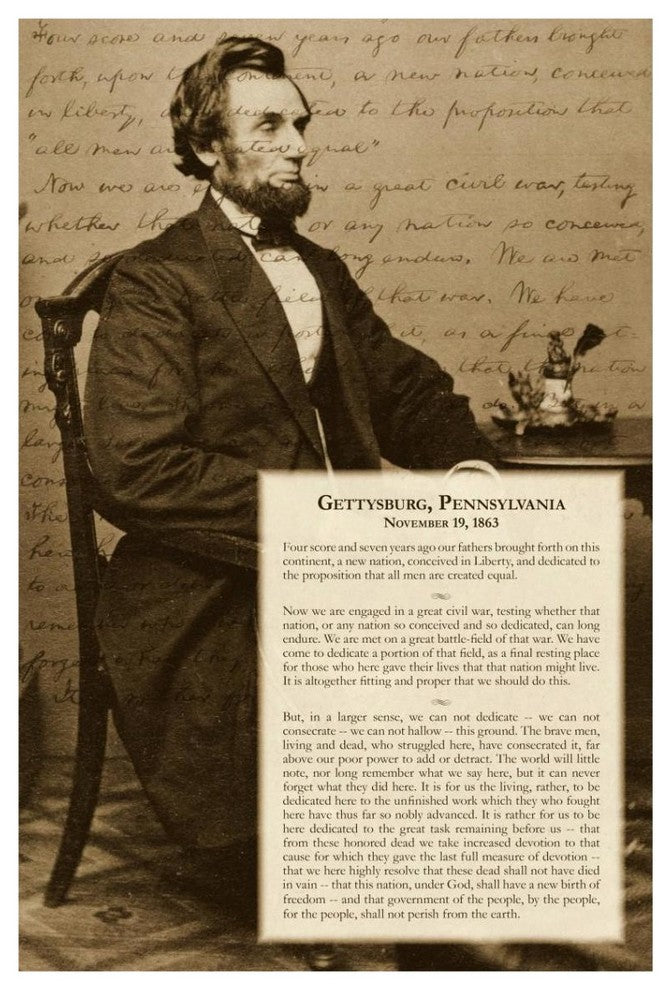 "Abraham Lincoln - Gettysburg Address" Digital Paper Print by BG.Studio, 26"x38"
