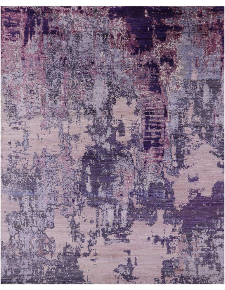 8' 1" X 10' 0" Wool and Silk Modern Handmade Rug Q7213