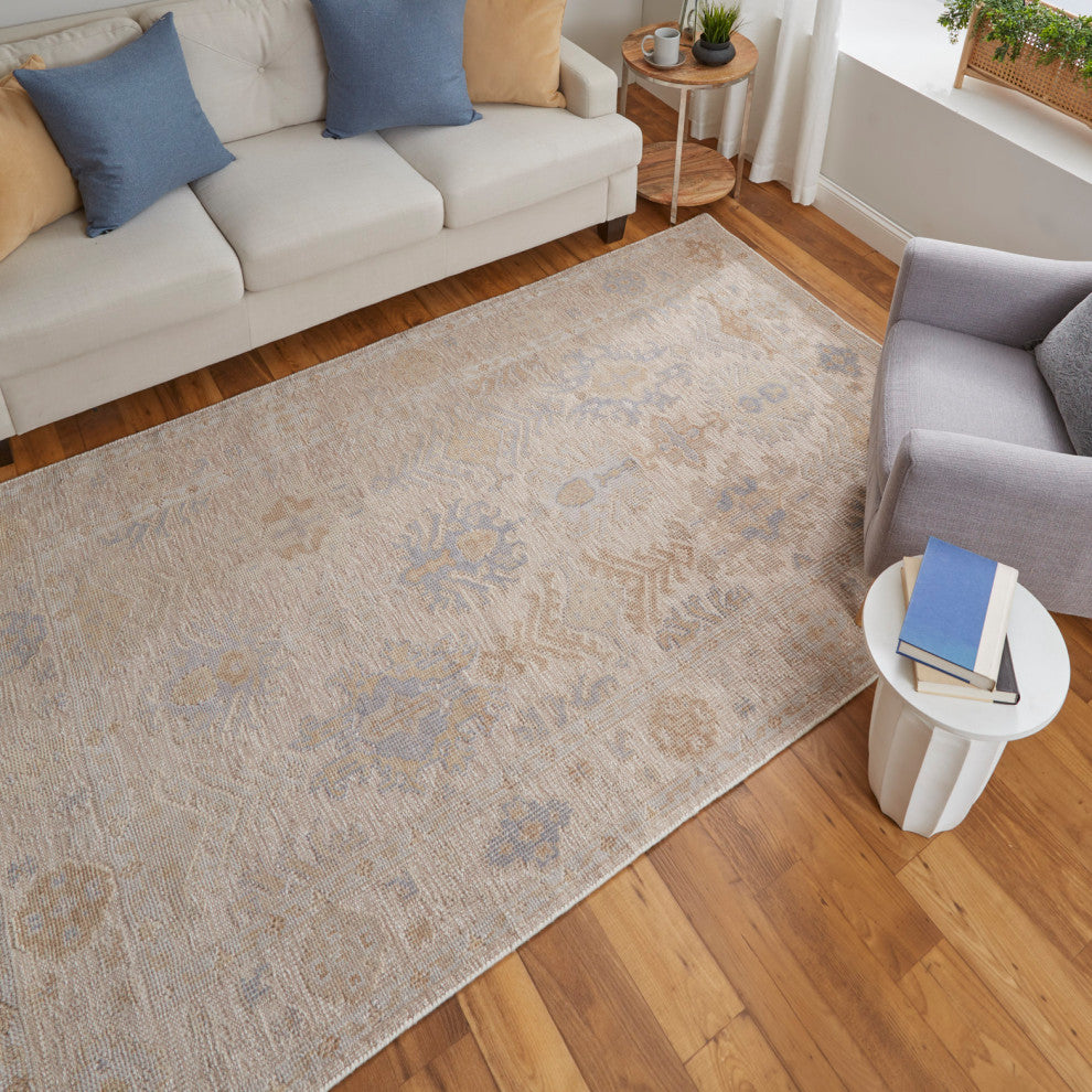 Weave & Wander Tierney Eco Friendly PET Oushak Rug, Ivory/Tan, 8'x10'
