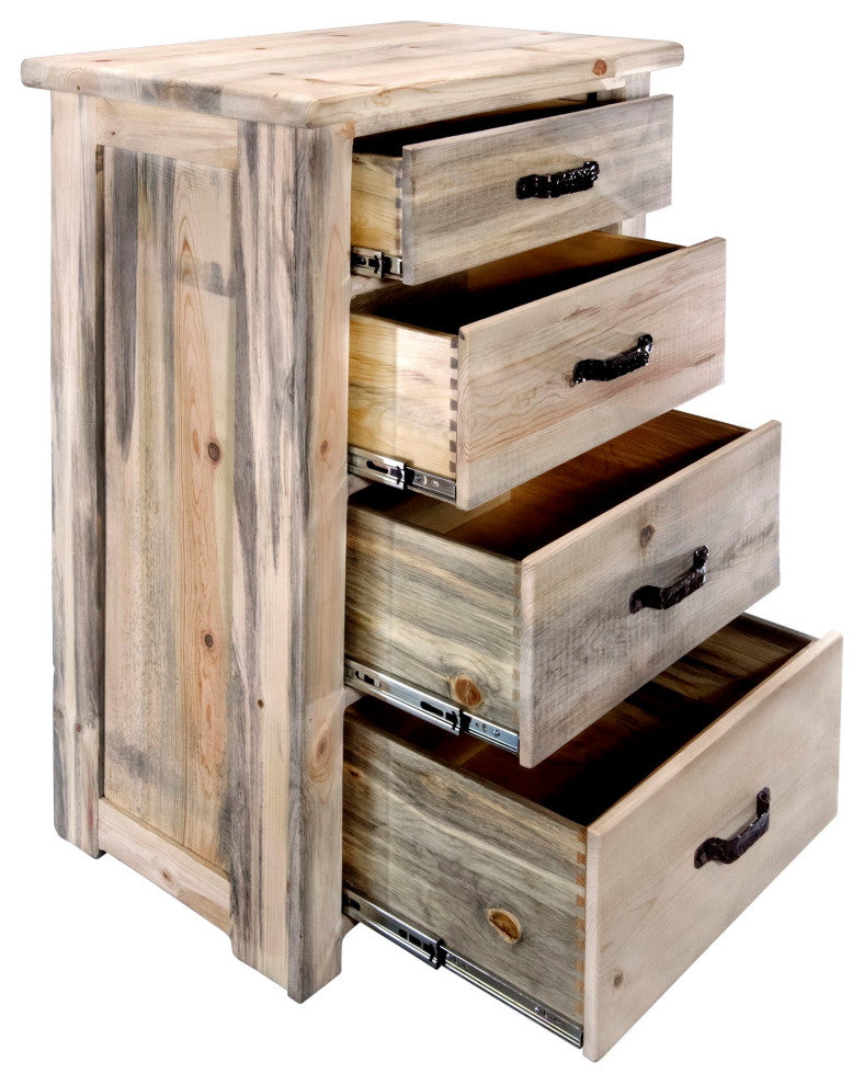 Big Sky Collection Rugged Sawn 4 Drawer Chest of Drawers, Natural
