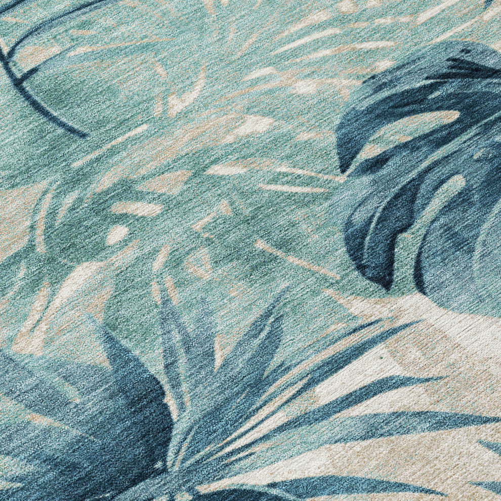 Machine Washable Indoor/Outdoor Chantille ACN1886 Teal 3' x 5' Rug