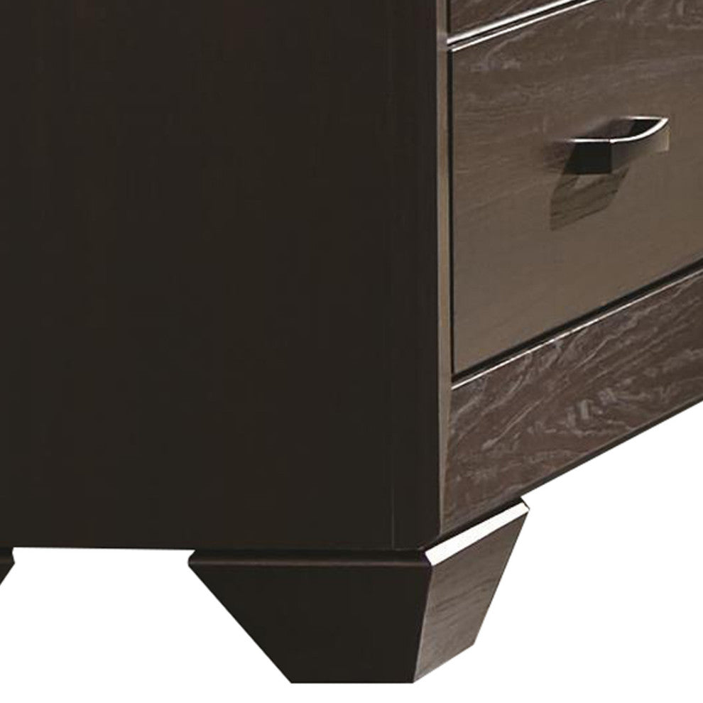 Benzara BM182705 Wooden Transitional Six Drawer Dresser, Dark Cocoa Brown