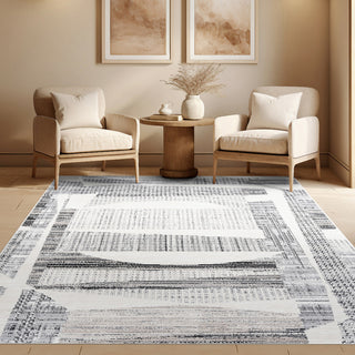 Henry Contemporary High-Low Modern Geometric Gray Indoor Area Rug, 5' x 7'