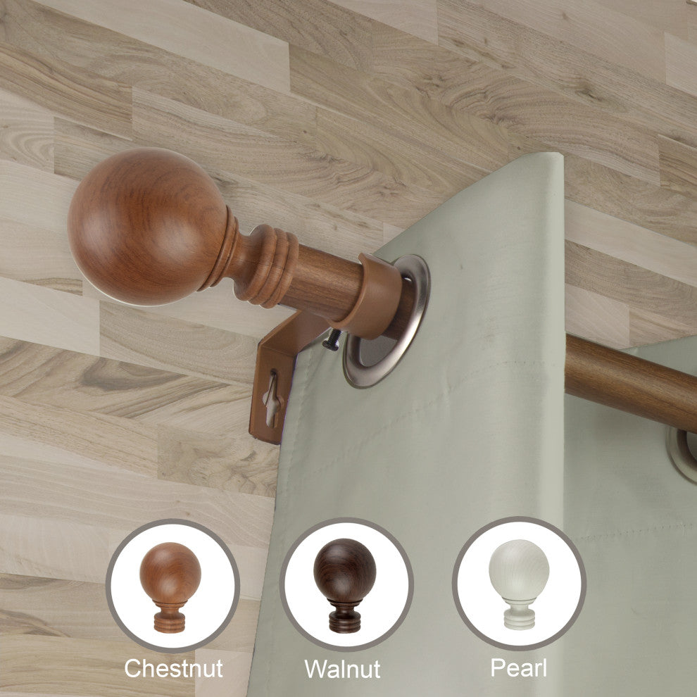 Lyndon 1" Diameter Curtain Rod, Chestnut, 28-48"