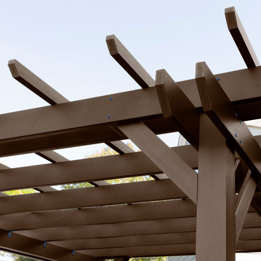 Bodhi Pergola, 10x10 and Weatherly Swing Set 5', Weathered Acorn