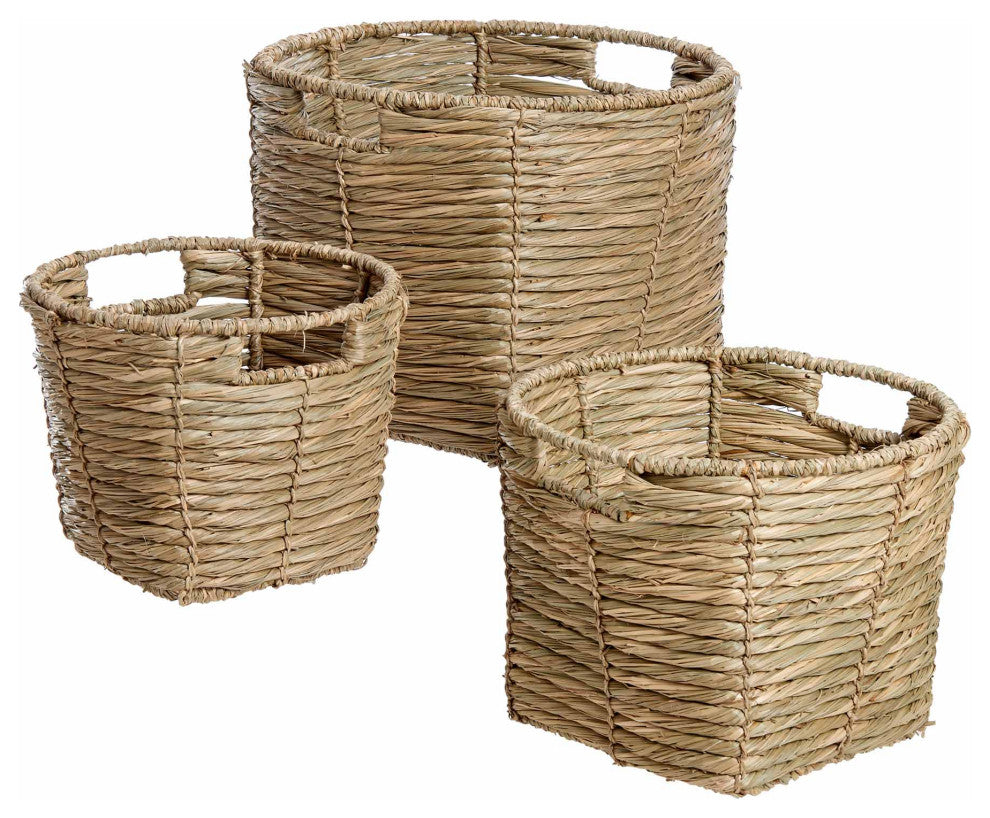 Koper Woven Water Hyacinth Twine Baskets Set of 3