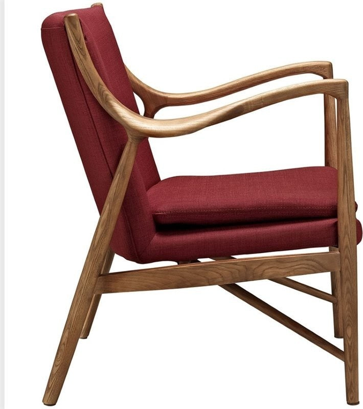 Modern Maple Red Makeshift Upholstered Lounge Chair