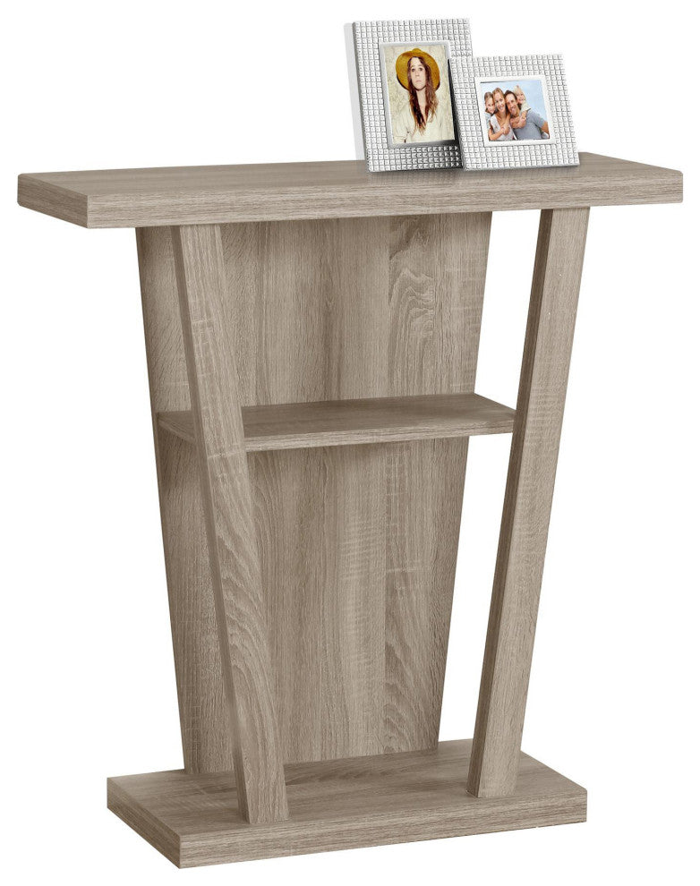HomeRoots 11.5" x 31.5" x 33.75" Dark Taupe Finish Hollow Core Accent Table