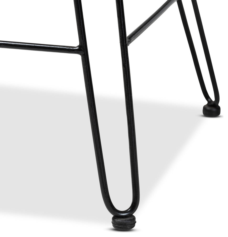 Garan Modern Bohemian Natural Brown Rattan and Black Metal Counter Stool