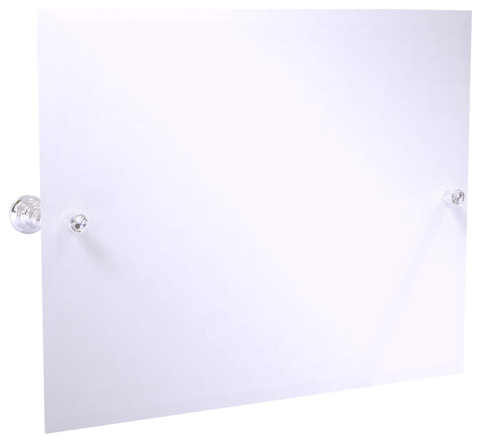 Carolina Crystal Landscape Tilt Mirror with Beveled Edge, Polished Chrome