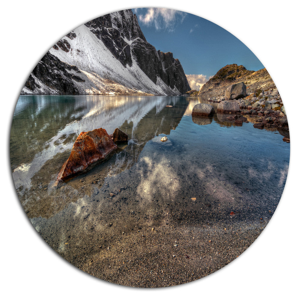 Sapphire Mountain Lake View, Landscape Round Wall Art, 36"