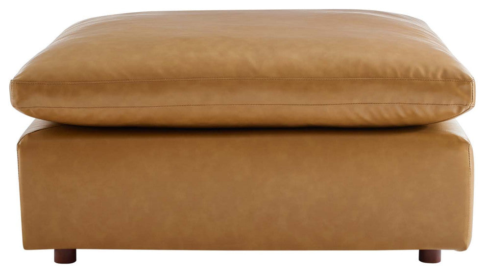 Commix Down Filled Overstuffed Vegan Leather 5-Piece Sectional Sofa - Tan
