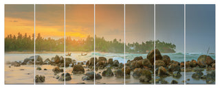 Untouched Tropical Beach Panorama, Landscape Canvas Art Print, 83"x32", 7 Panels