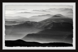 "Foggy Mountain Range" Framed Painting Print, 12x8