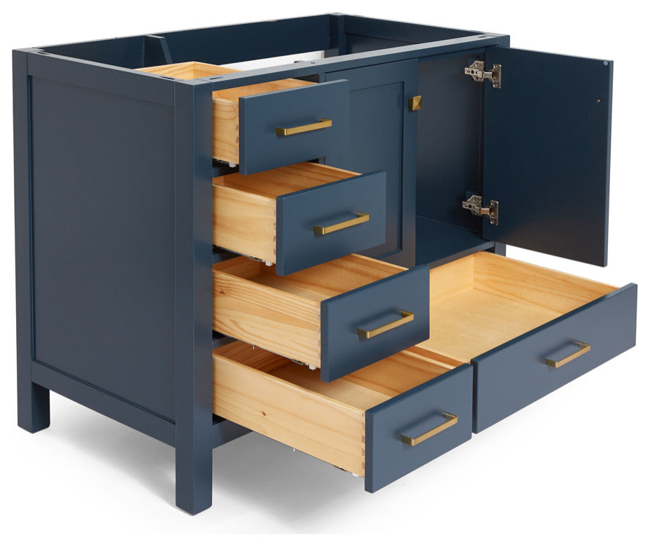 ARIEL Cambridge 42" Right Offset Single Sink Bathroom Vanity Base Midnight Blue