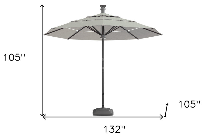 11' Color Sunbrella Octagonal Lighted Market Smart Patio Umbrella