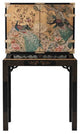 Hand Painted Peacock Bar Cabinet