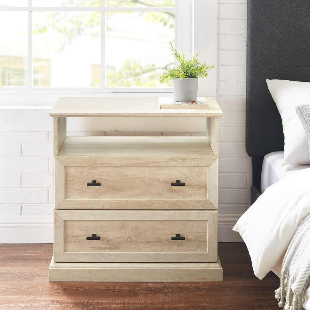 Classic 2 Drawer End Table, White Oak