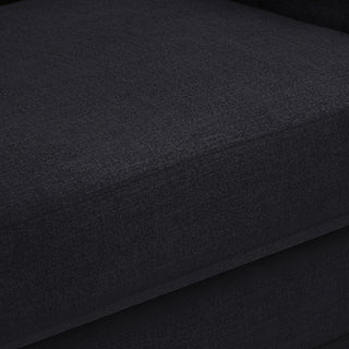 Kimora Linen Textured Fabric Upholstered Loveseat, Black