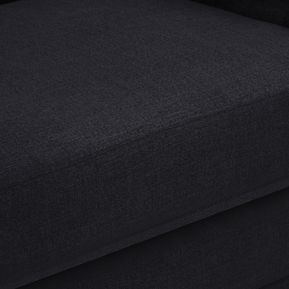 Kimora Linen Textured Fabric Upholstered Loveseat, Black