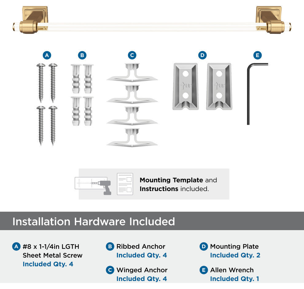 Amerock Glacio Contemporary Towel Bar, Clear/Champagne Bronze, 18" Center-to-Cen