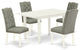 5Pc Kitchen Dining Set, Nail Head Chairs, Butterfly Leaf Table, Linen White
