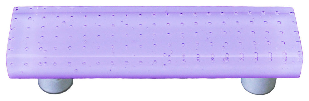 Art Glass Rectangle Pull, Black Post, Bubbles Neo-Lavender