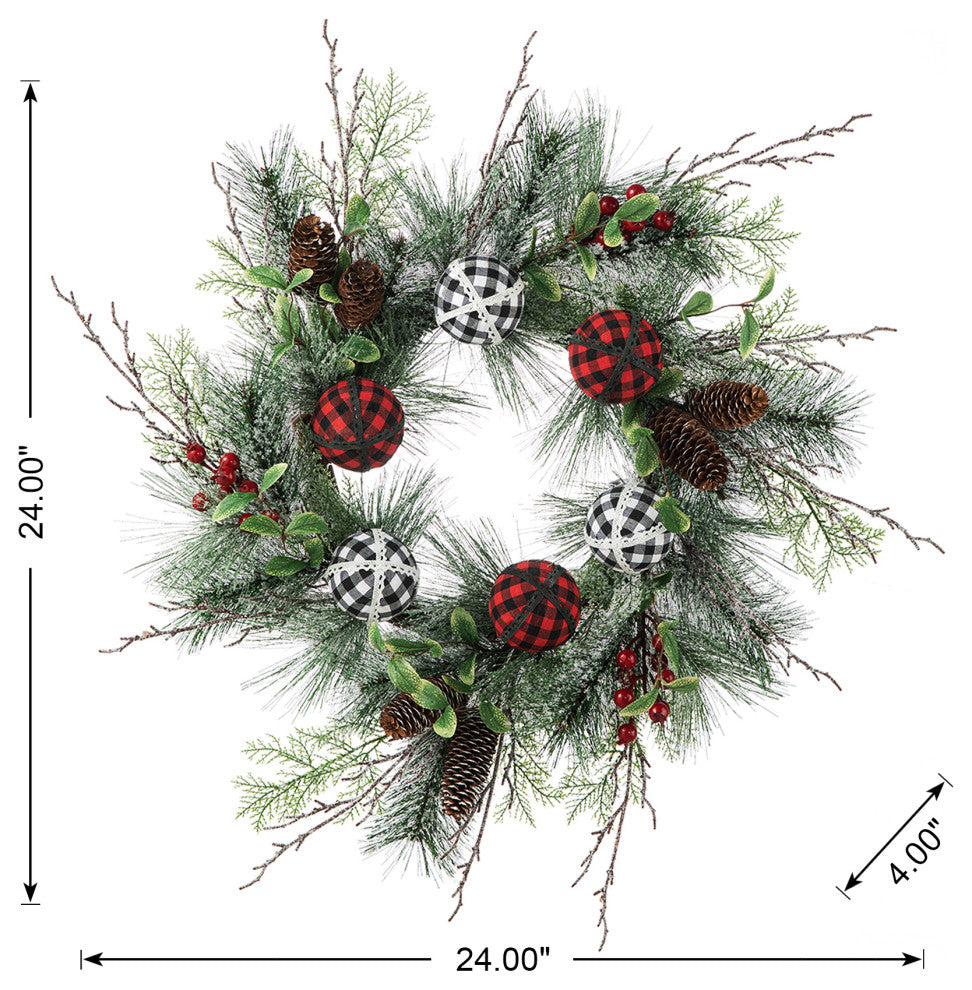 24"D Frosted Ornament Wreath