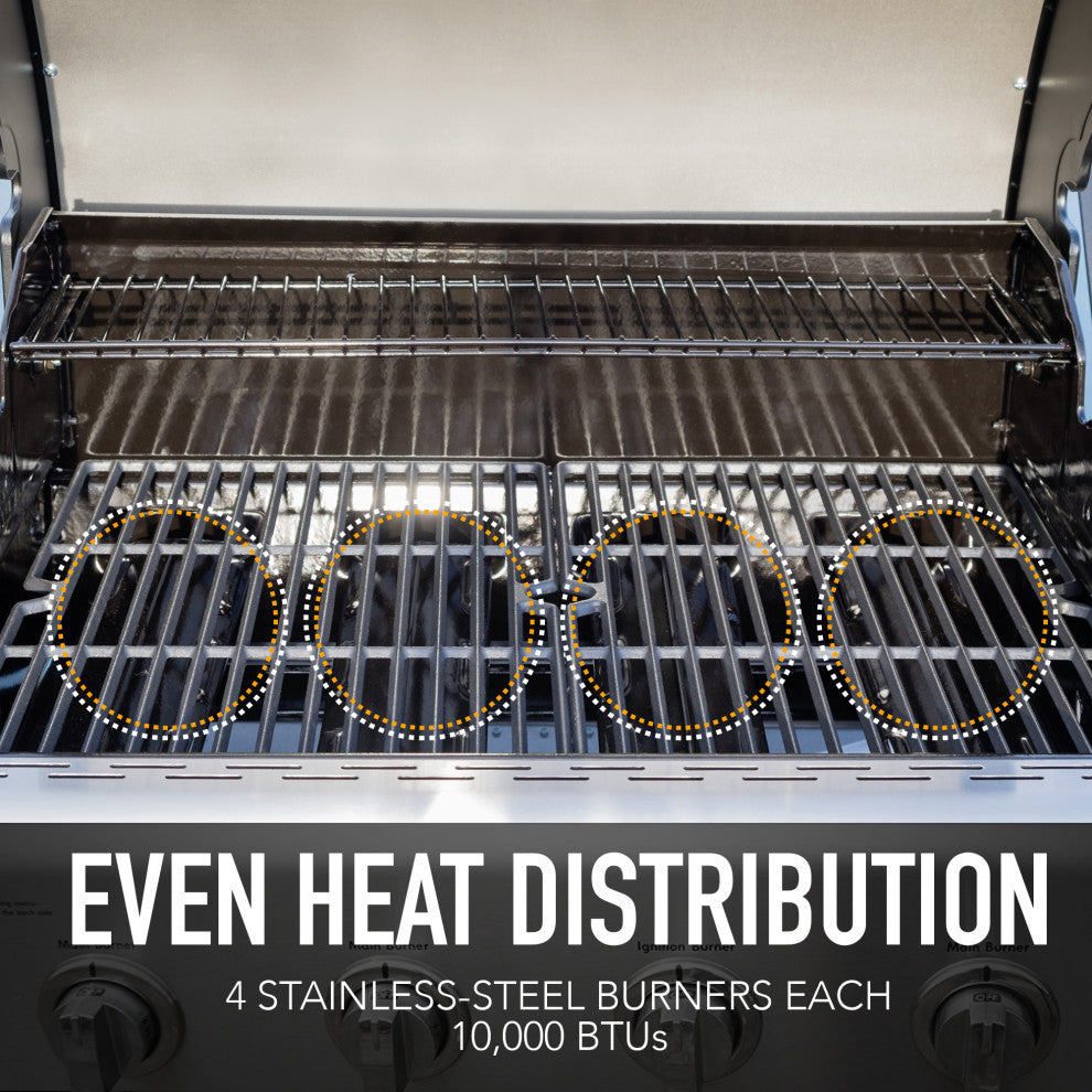 Kenmore 4 Burner Open Cart Gas Grill with Side Burner