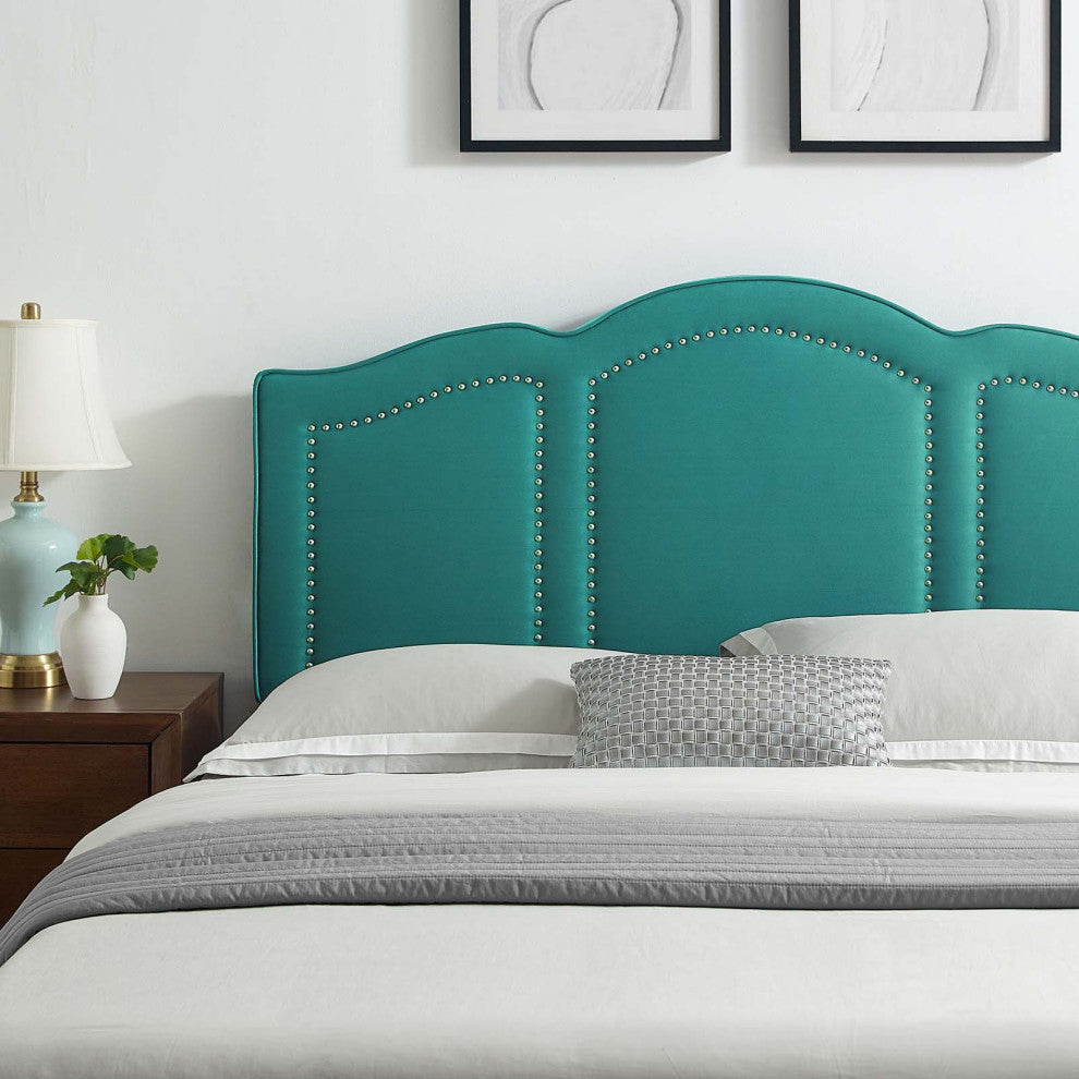 Headboard, Twin Size, Velvet, Teal Blue, Modern Contemporary, Bedroom Master