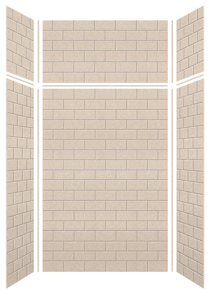 Transolid SaraMar 48"x36"x96" 6-Piece Shower Wall Kit with Extension, Cashew