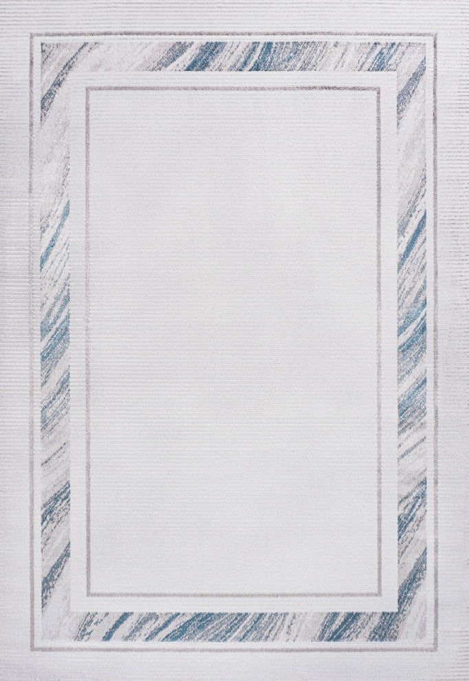 Athens Classic Border Marble Pattern High-Low Area Rug