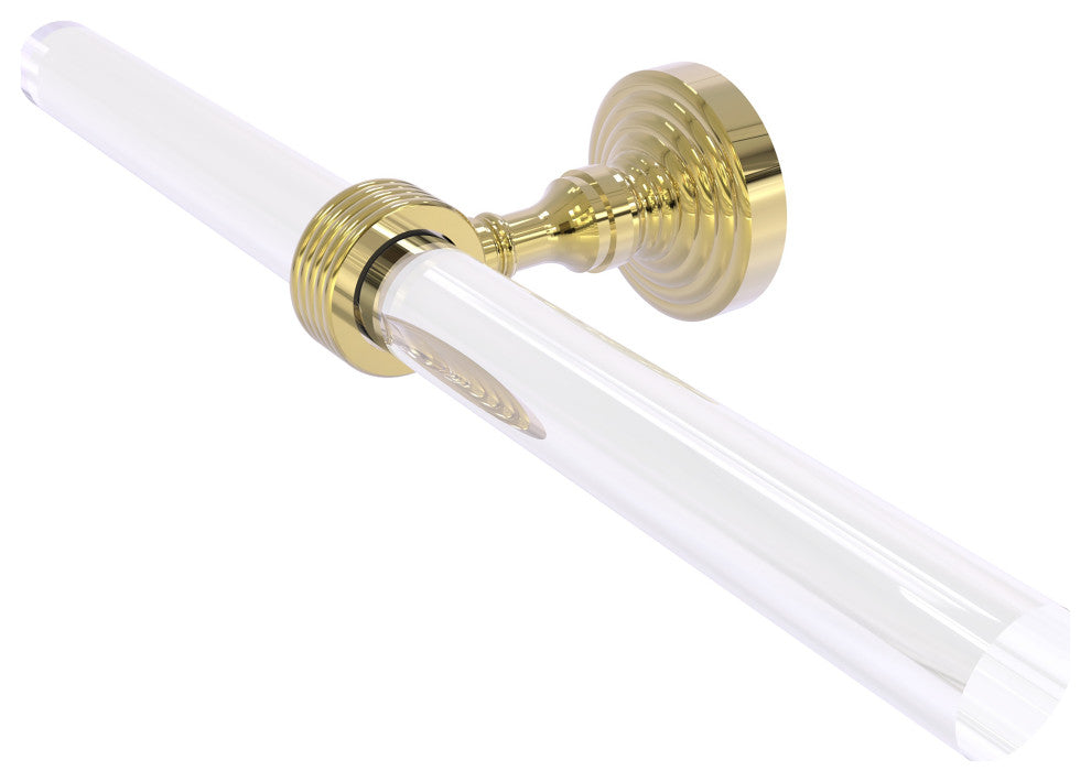 Pacific Grove 2 Arm Guest Towel Holder with Groovy Accents, Unlacquered Brass