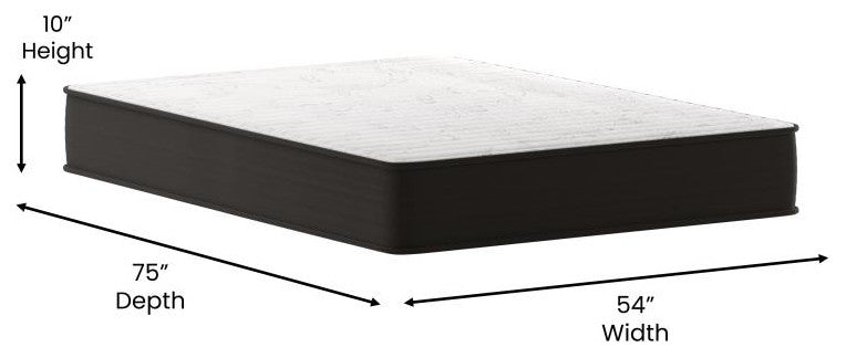 Dream 10 Inch Hybrid Mattress in a Box, White/Black, Full