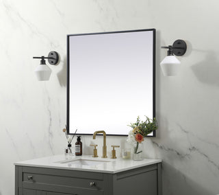 Home Living Metal Frame Square Mirror 30 Inch, Black