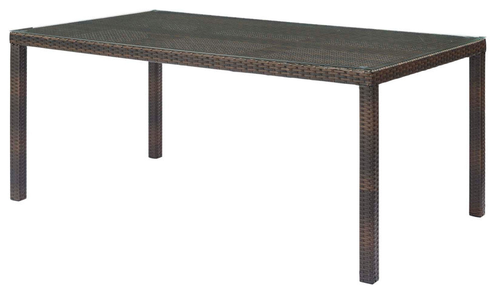 Side Dining Chair and Table Set, Rattan, Wicker, Brown Green, Modern, Outdoor