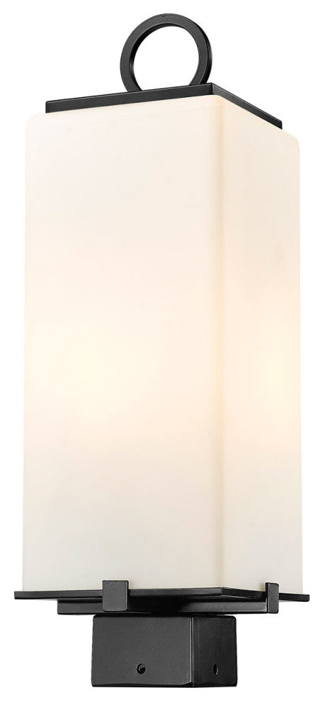 Zlite 593PHMS-BK 2-Light Outdoor Post Mount Fixture, White Opal