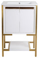 Marseille 24" Bathroom Vanity, White/Brushed Gold