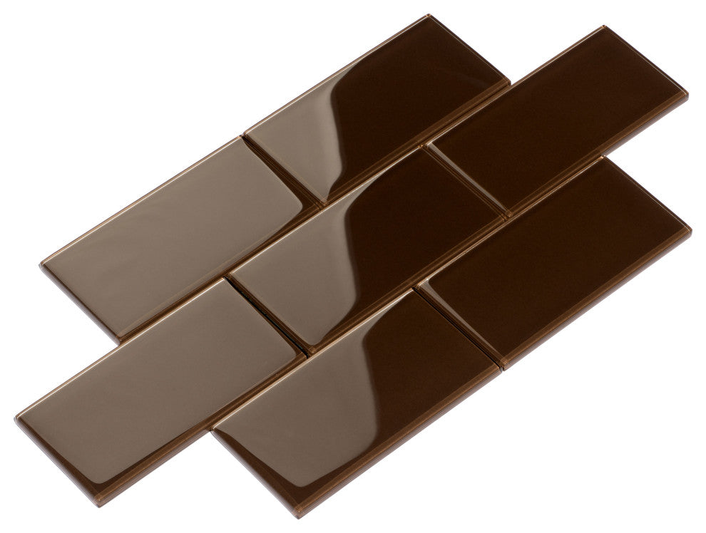3"x6" Glass Subway Collection, Classic Brown