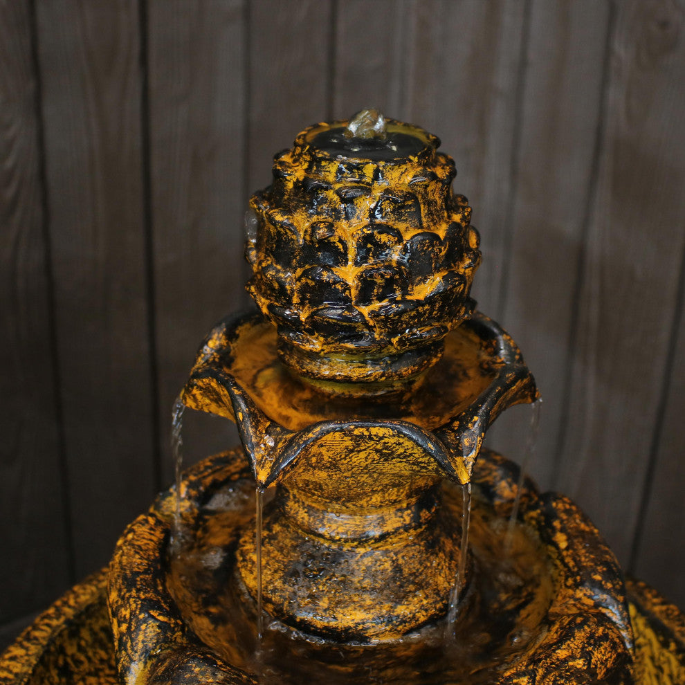 Sunnydaze Ornate Elegance Solar Outdoor Water Fountain With Battery 42" Rustic