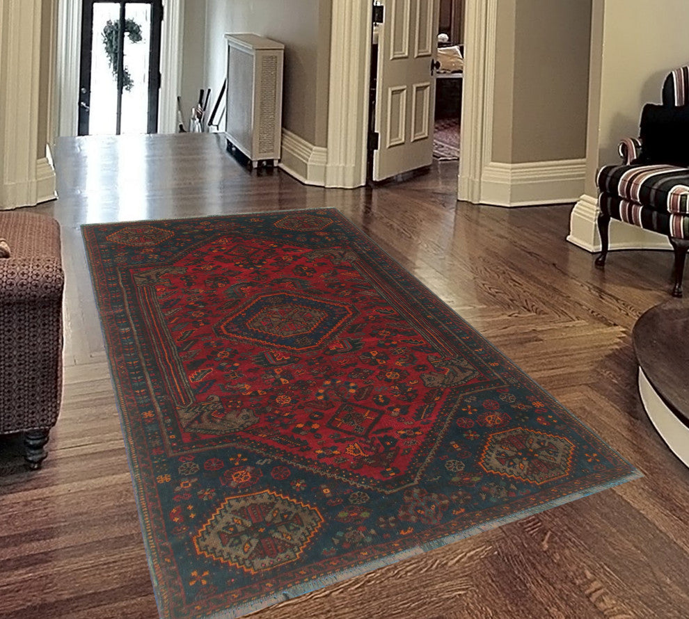Fine Vintage Distressed Alethya Red Rug