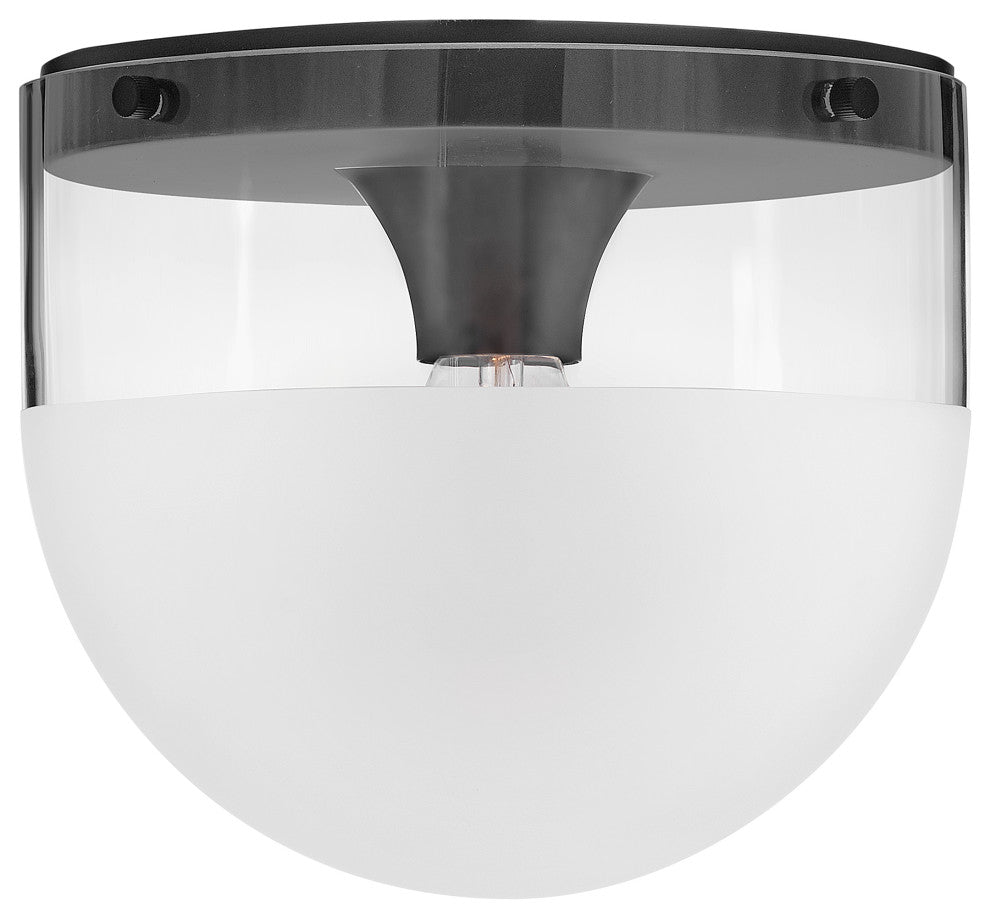 Hinkley 9" Beck Flush Mount Ceiling Light - Lacquered Brass + Etch-Dipped Glass