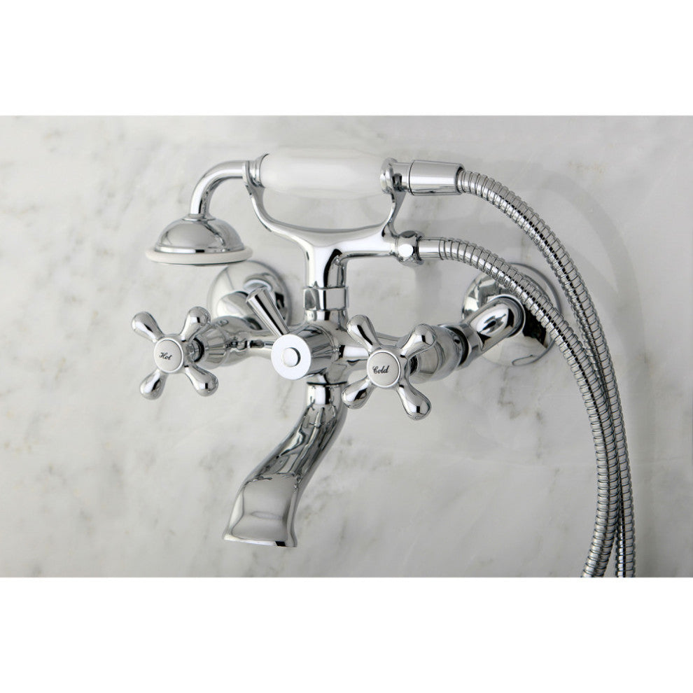 Kingston Adjustable Center Tub Wall Mount Clawfoot Tub Faucet, Polished Chrome