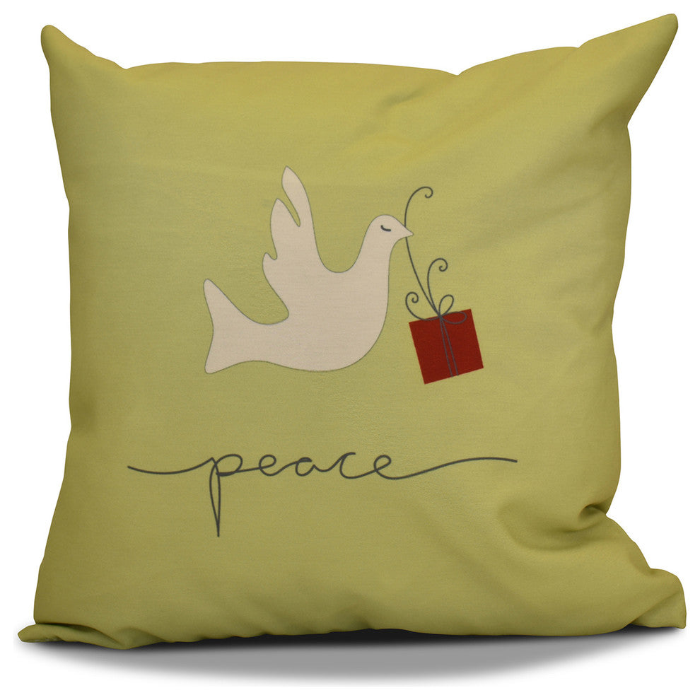 Decorative Holiday Pillow, Animal Print, Light Green, 18"x18"